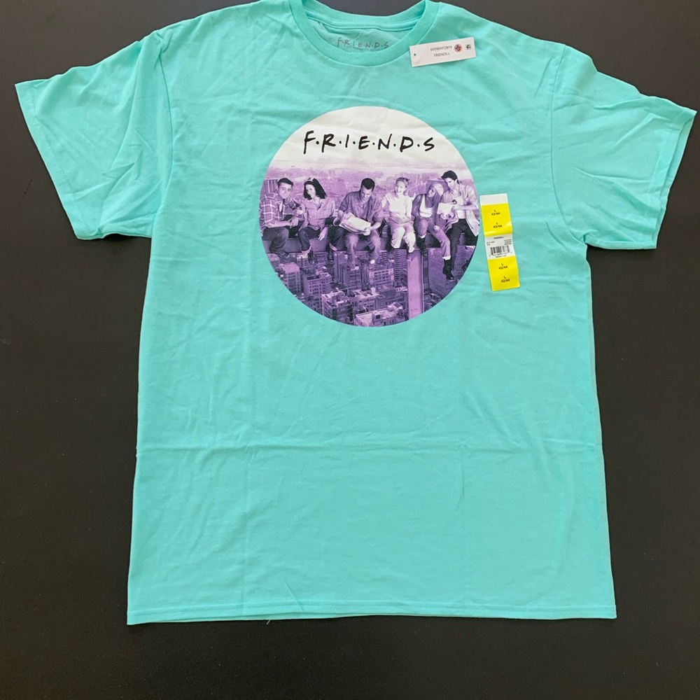Teal Friends Graphic T-Shirt. Size Large.